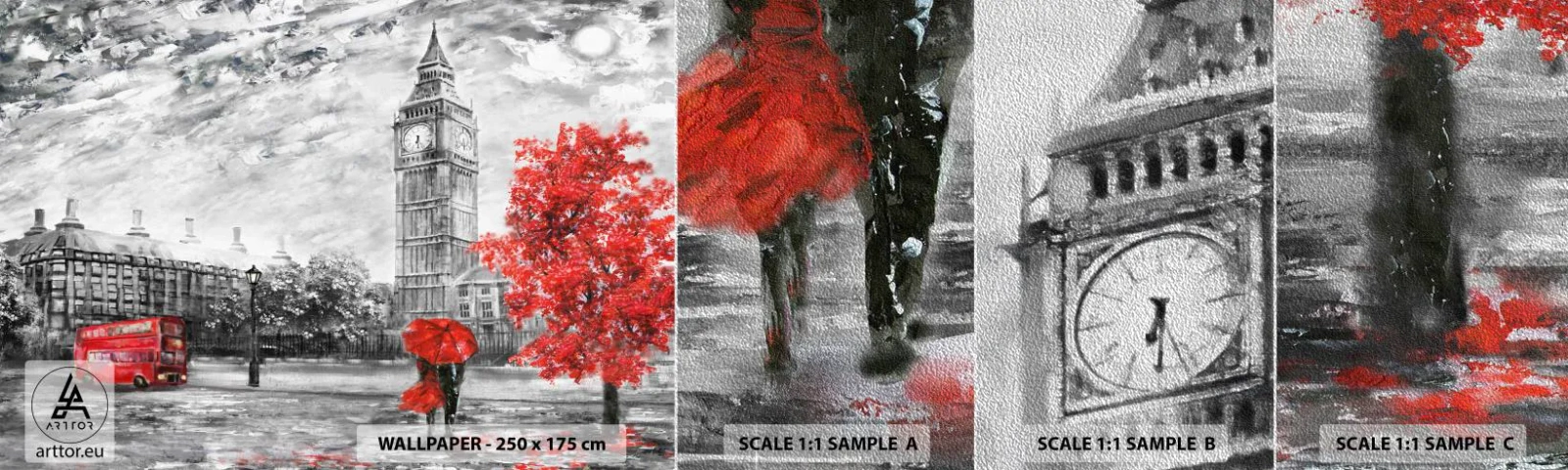 Vzor Fototapety Premium Sand - Vzrušující den - Město, Londýn, Architektura - 100x30 cm