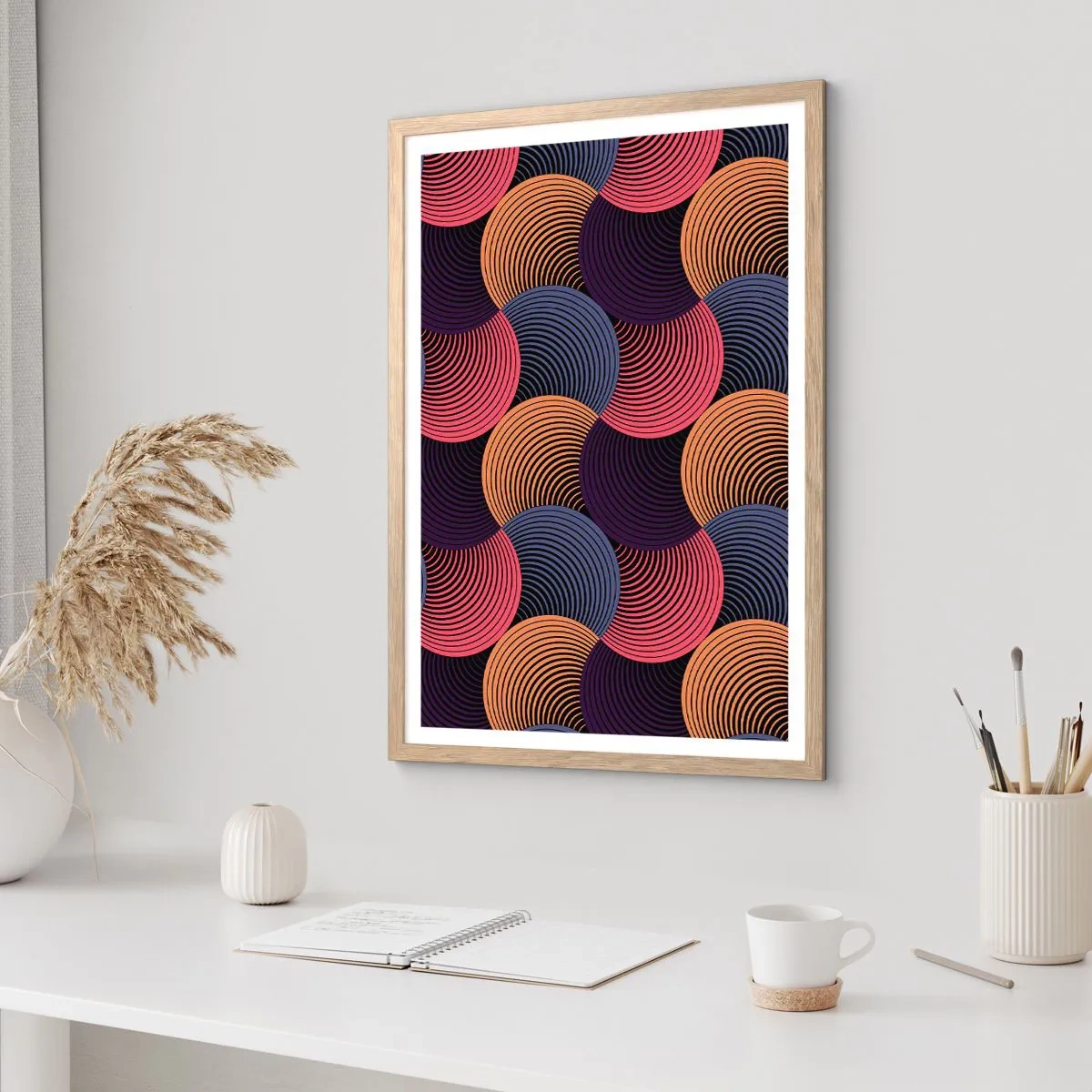 Plakát v rámu světlý dub - V kruhovém rytmu - 40x50 cm