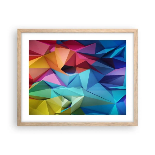 Plakát v rámu světlý dub - Duhové origami - 50x40 cm