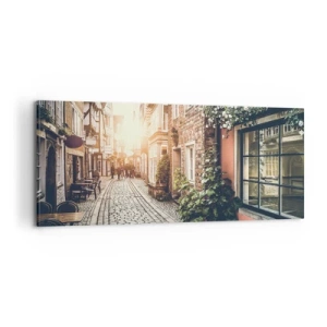 Obraz na plátně - Růžová ulička v růžové září - 100x40 cm
