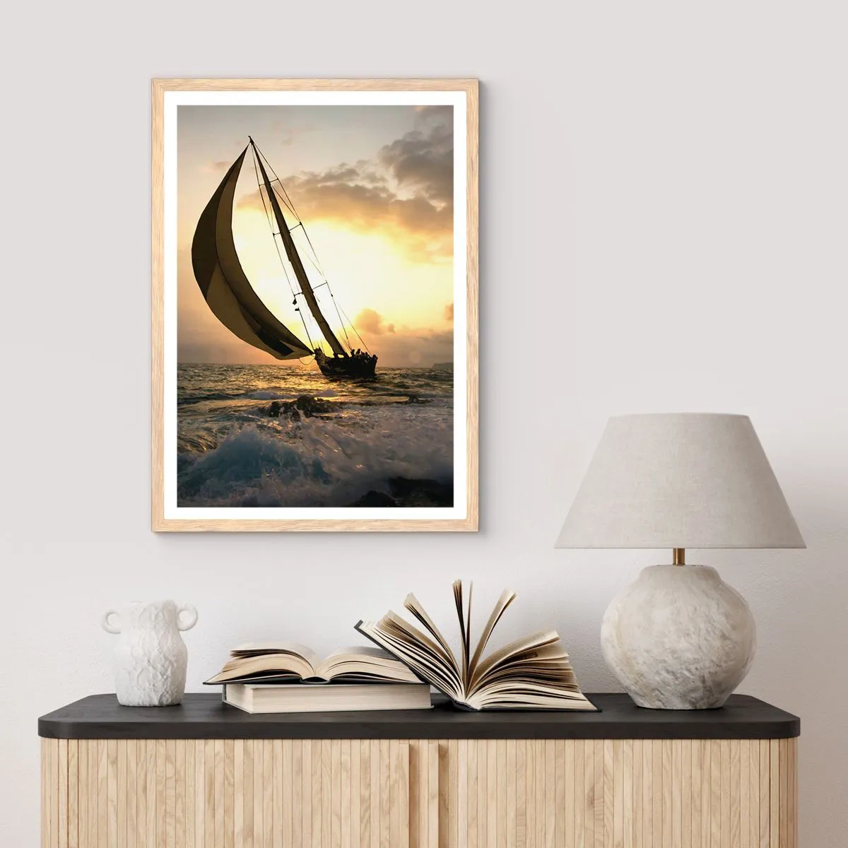 Plakát v rámu světlý dub - S větrem a proti větru - 70x100 cm
