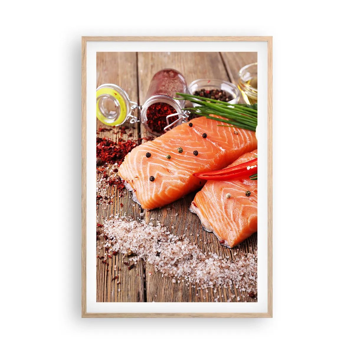 Plakát v rámu světlý dub - Norské dobrodružství v kuchyni - 61x91 cm