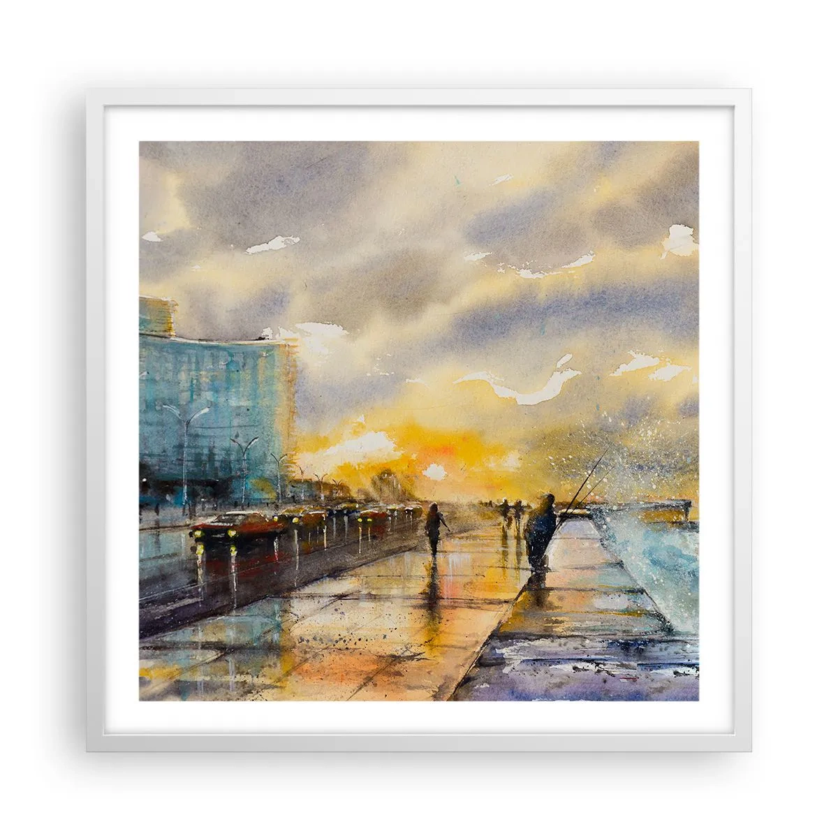 Plakát v bílém rámu - Život na pobřeží - 60x60 cm