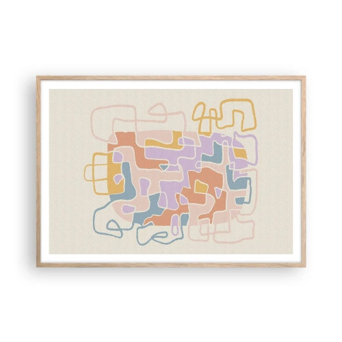 Plakát v rámu světlý dub - Labyrint – veselé dobrodružství - 100x70 cm