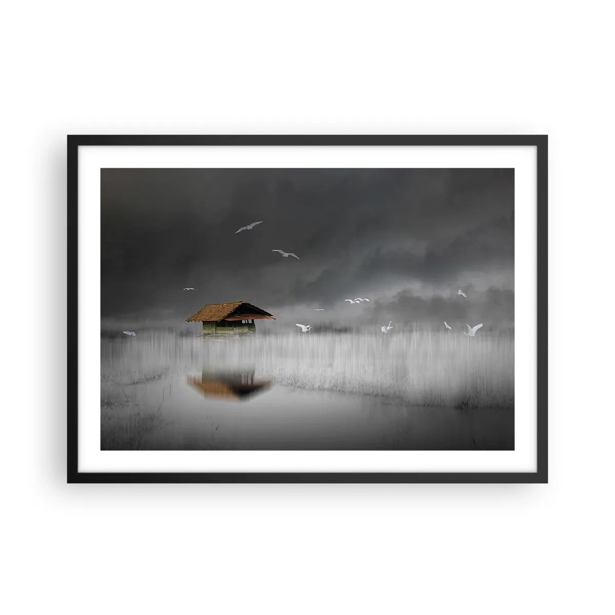 Plakát v černém rámu - Úkryt před deštěm - 70x50 cm