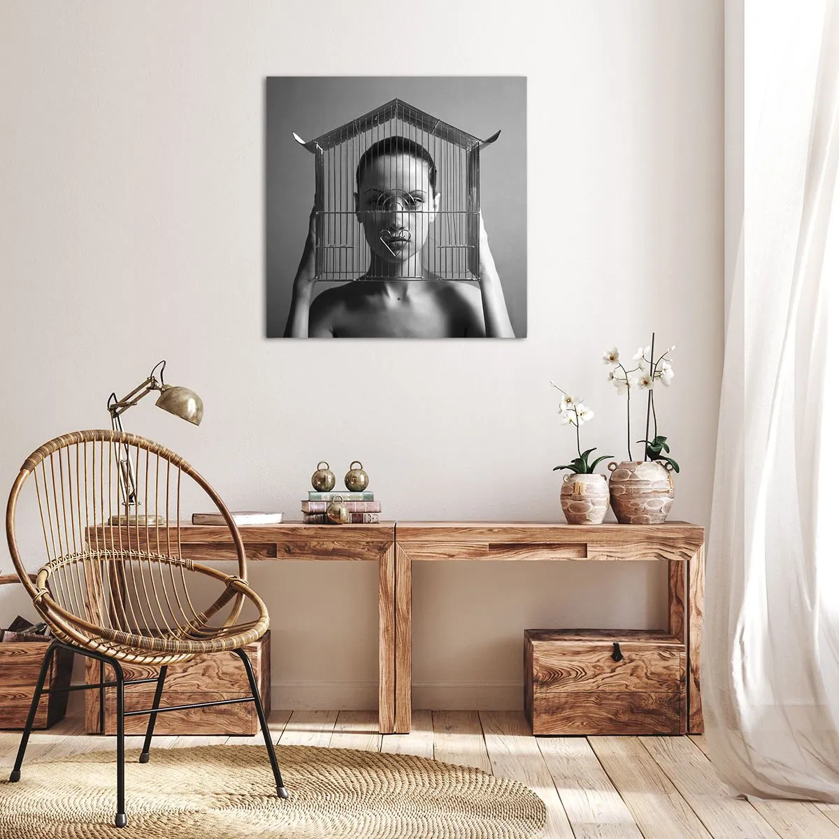 Obraz na plátně - Tak trochu surrealistický portrét - 70x70 cm