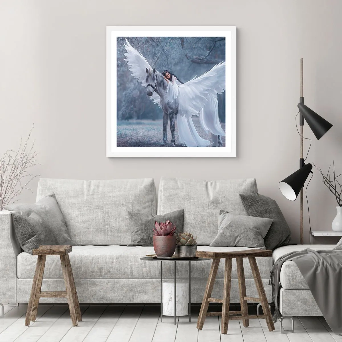 Plakát v bílém rámu - Nadšený okamžik - 50x50 cm