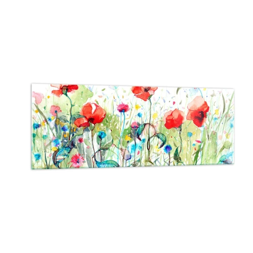 Obraz na skle - Kvetoucí louka v květnu - 140x50 cm