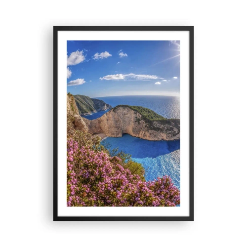 Plakát v černém rámu - Zátoka Navagio na ostrově Zakynthos s útesy a mořem - 50x70cm - Moje velké řecké prázdniny - Moderní nástěnná dekorace do obývacího pokoje a ložnice ARTTOR