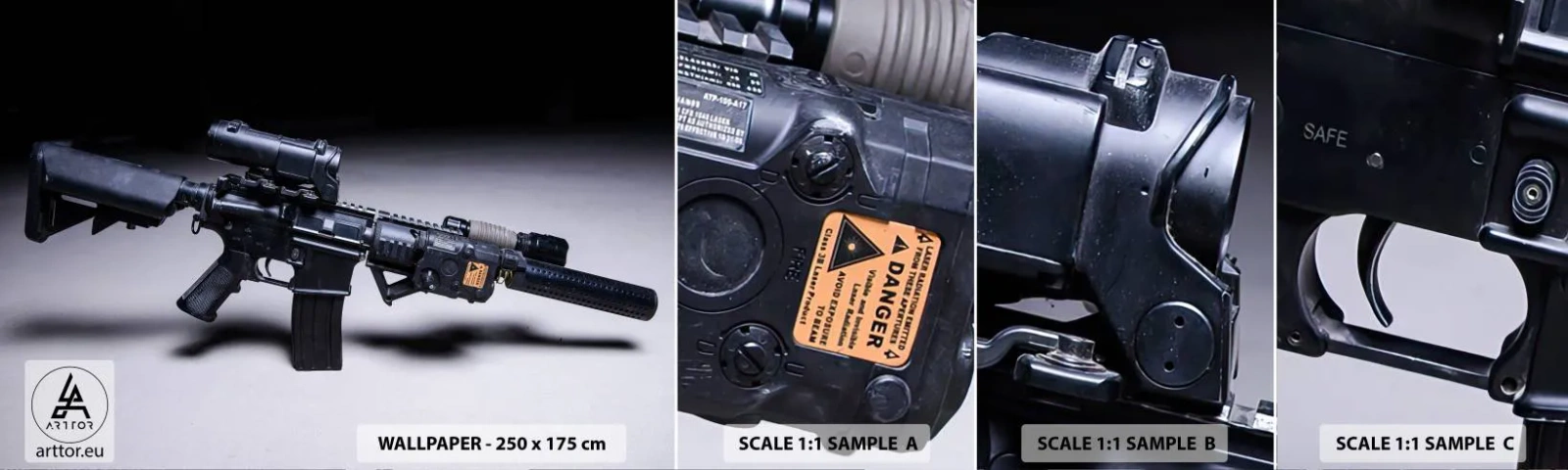 Vzor Fototapety Samolepicí Deluxe Sticker - Temný rytíř - Válečný, Puška, Zbraň - 100x30 cm