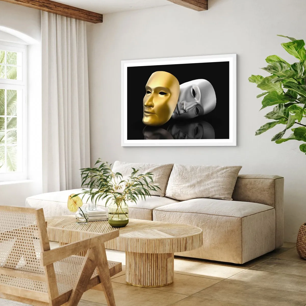 Plakát v bílém rámu - Život je divadlo - 70x50 cm