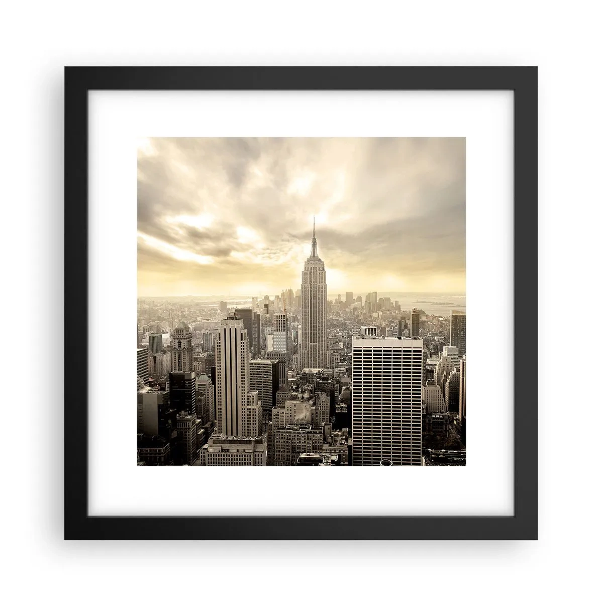 Plakát v černém rámu - New York utkaný z šedi - 30x30 cm