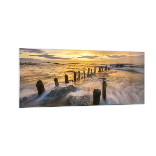 Obraz na skle - Drsná krása Baltského moře - 100x40 cm
