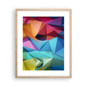 Plakát v rámu světlý dub - Duhové origami - 40x50 cm