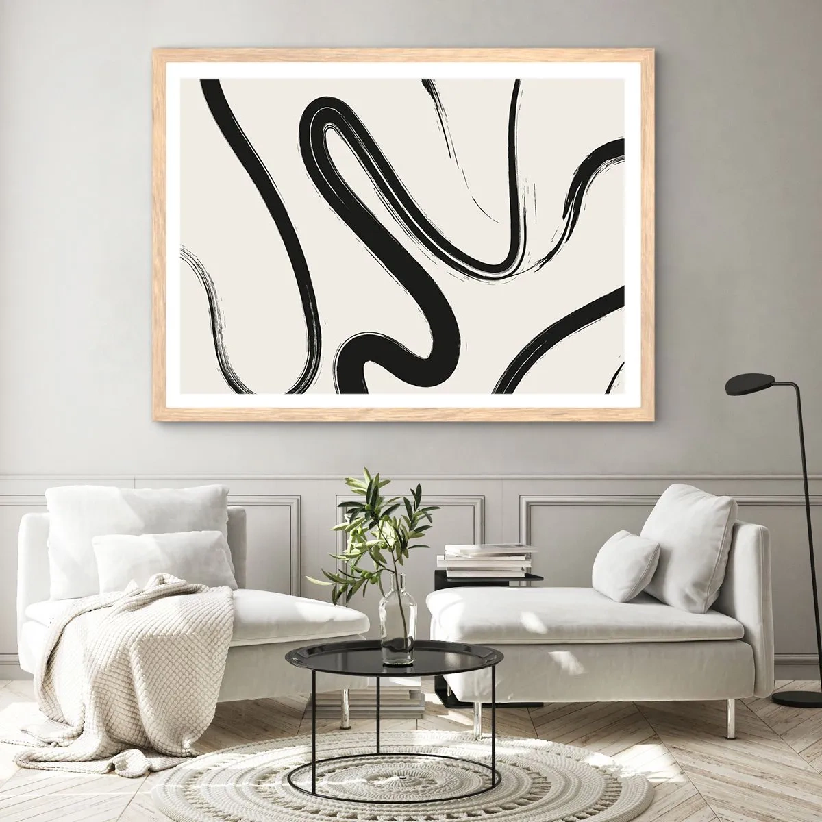 Plakát v rámu světlý dub - Černobílý rozmar - 70x50 cm