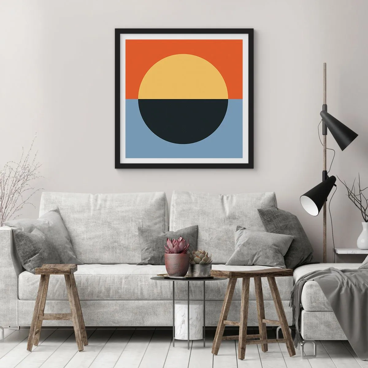 Plakát v černém rámu - Kompozice tepla a chladu - 30x30 cm
