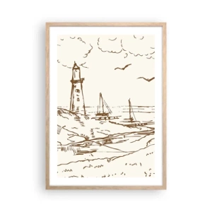 Plakát v rámu světlý dub - Náčrt letních vzpomínek - 50x70 cm