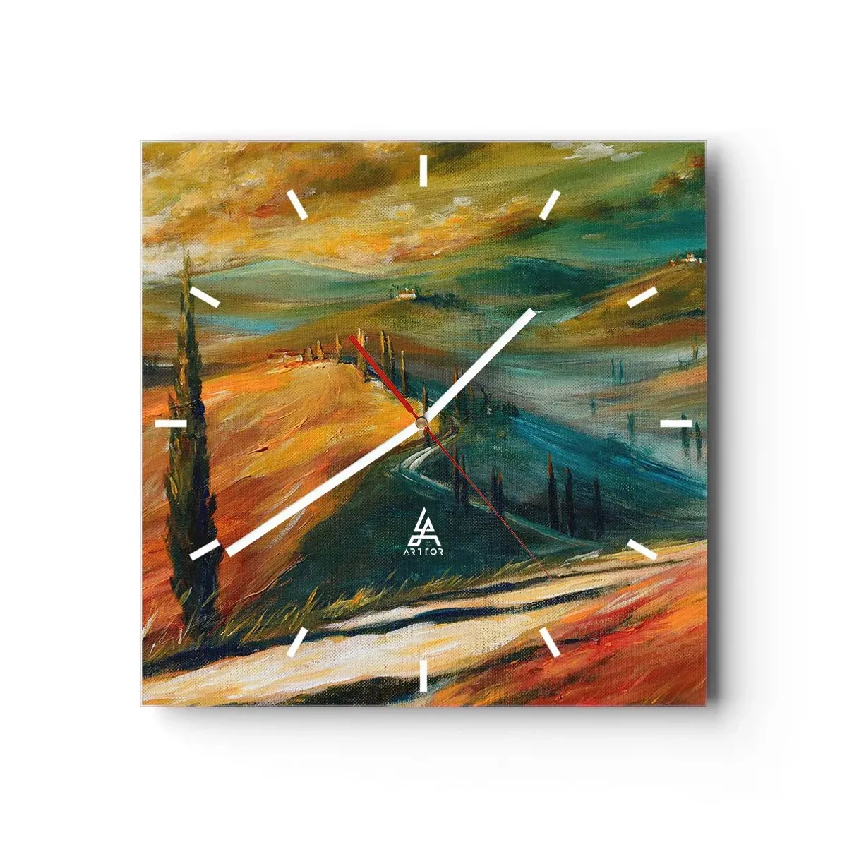 Nástěnné hodiny - Toskánská krajina - 30x30 cm