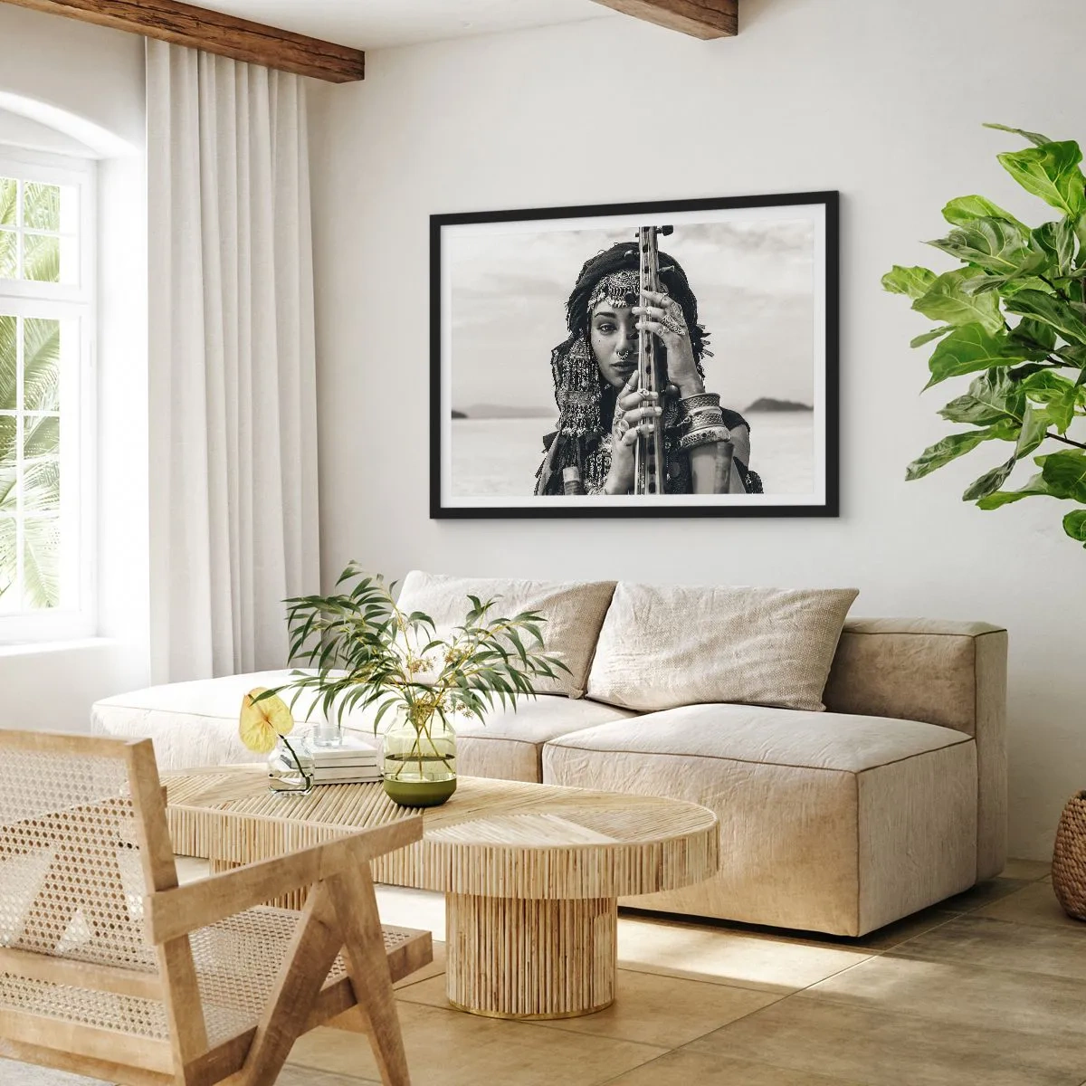 Plakát v černém rámu - Samotná hudba orientu - 100x70 cm