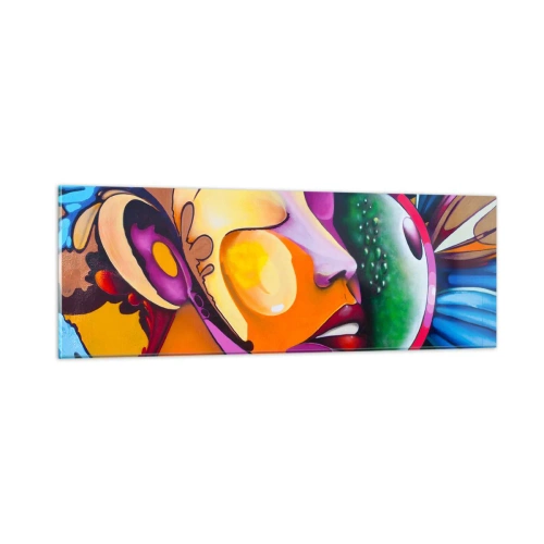 Obraz na skle - Dotknout se barvou - 90x30 cm