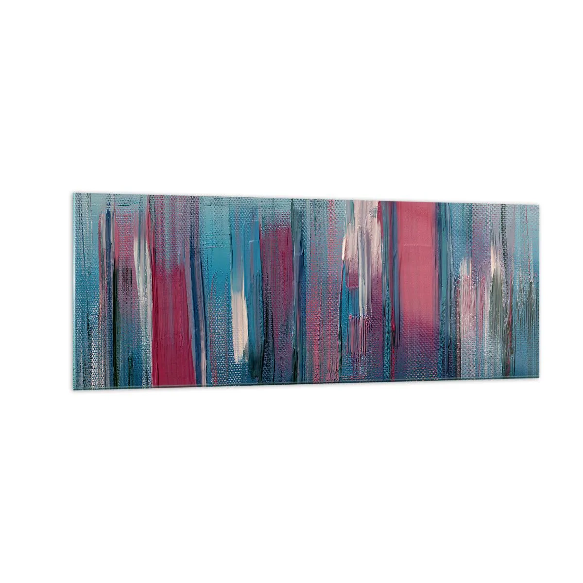 Obraz na skle - Vertikální kompozice v modré a červené - 140x50 cm