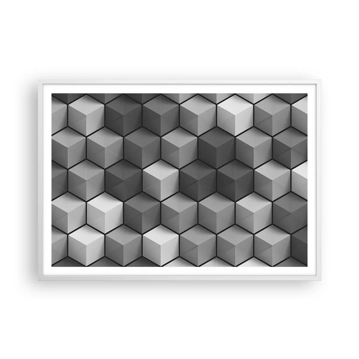 Plakát v bílém rámu - Kubistické puzzle - 100x70 cm