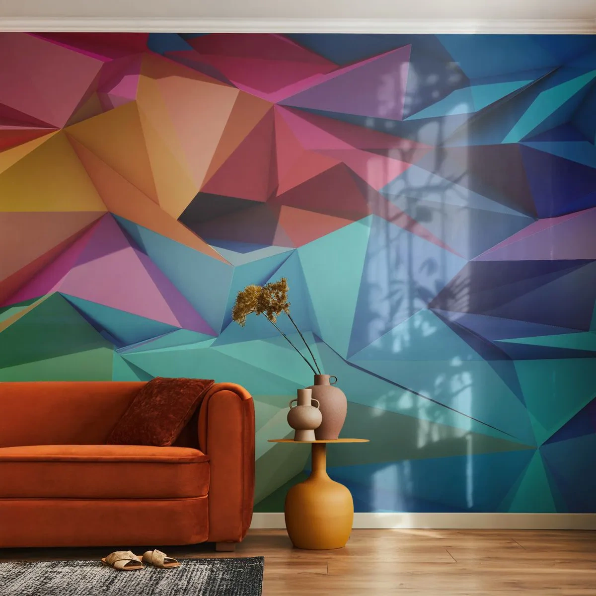 Fototapeta Samolepicí Deluxe Sticker - Duhové origami - Abstrakce, 3D, Grafika - 250x175 cm
