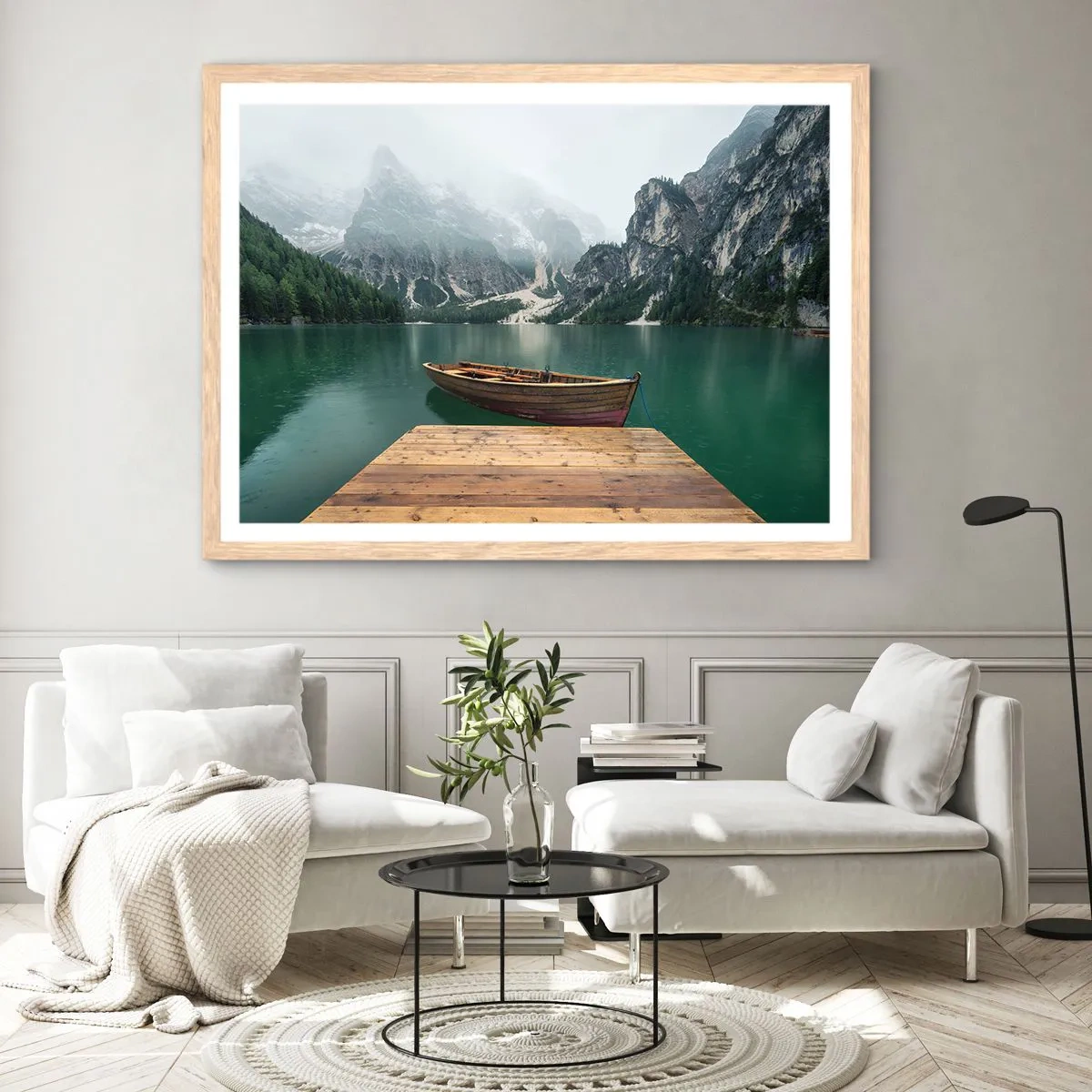Plakát v rámu světlý dub - „Hrdé skály vepředu“ - 91x61 cm