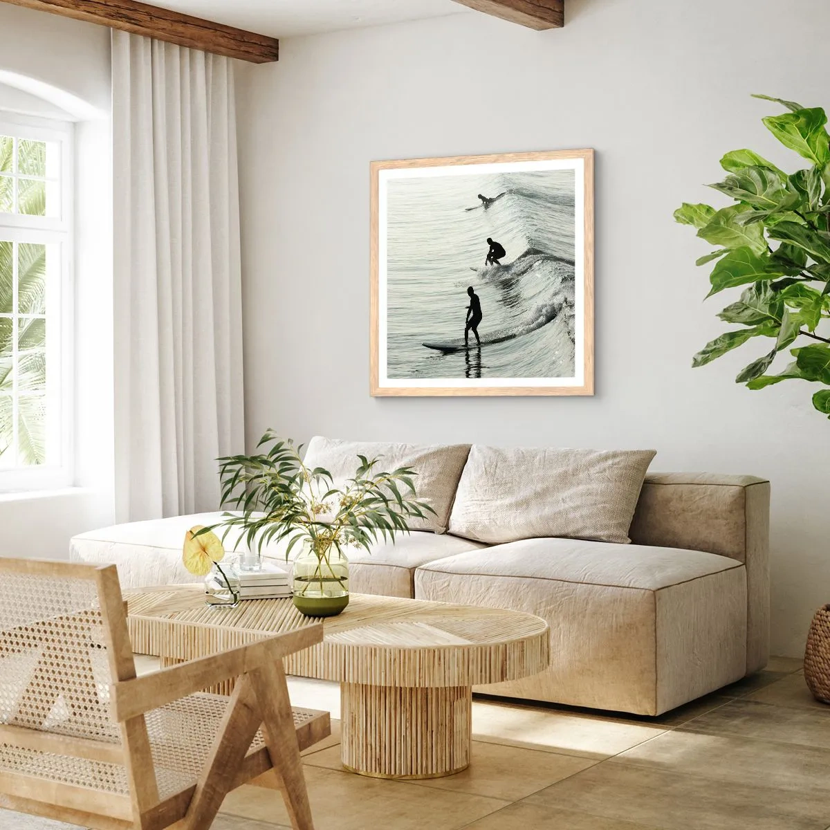 Plakát v rámu světlý dub - Za vlnou - 60x60 cm