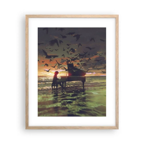 Plakát v rámu světlý dub - Koncert na piano a vlny - 40x50 cm