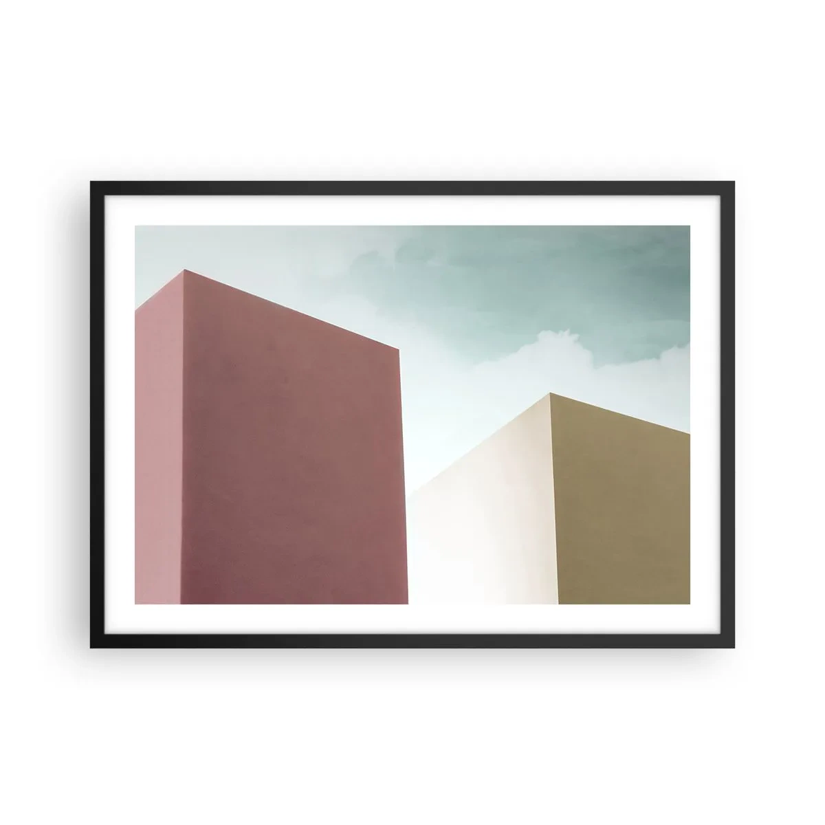 Plakát v černém rámu - Geometrie slunečného léta - 70x50 cm
