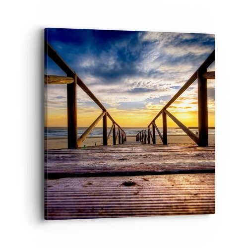Obraz na plátně - Přímo na tichou pláž při západu slunce - 40x40 cm