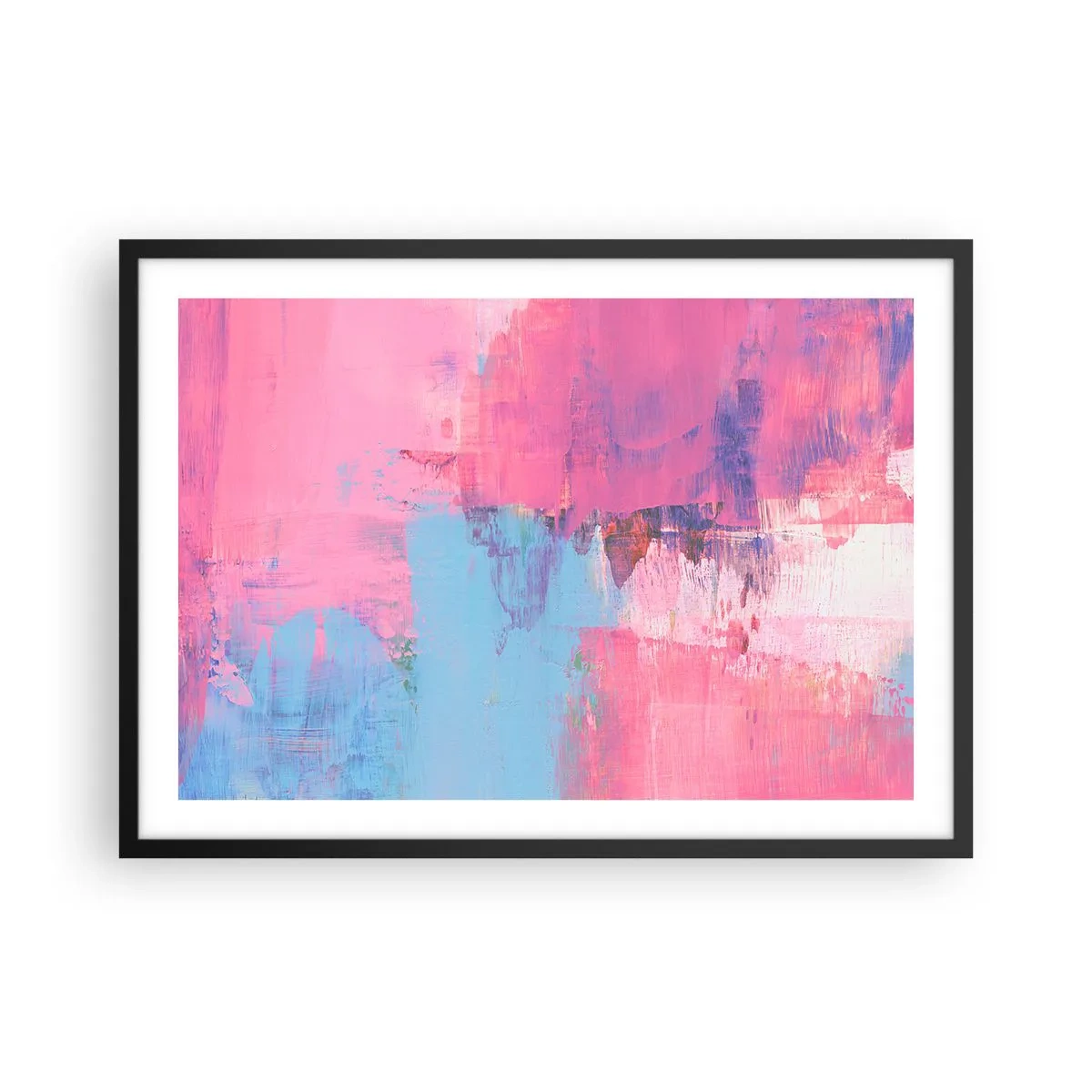 Plakát v černém rámu - Růžová, modrá a špetka světla - 70x50 cm