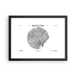 Plakát v černém rámu - Anatomie Barcelony - 40x30 cm