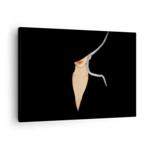Obraz na plátně - Silueta ženy v klobouku na černém pozadí - 70x50cm - Elegance a styl - Moderní nástěnná dekorace do obývacího pokoje a ložnice ARTTOR