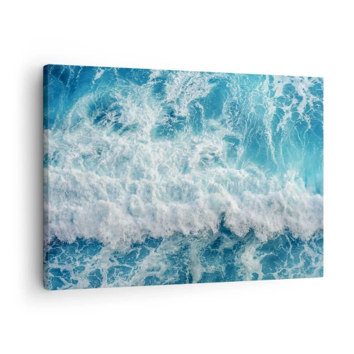 Obraz na plátně - Dynamické oceánské vlny v odstínech modré - 70x50cm - Radostně a skákavě - Moderní nástěnná dekorace do obývacího pokoje a ložnice ARTTOR