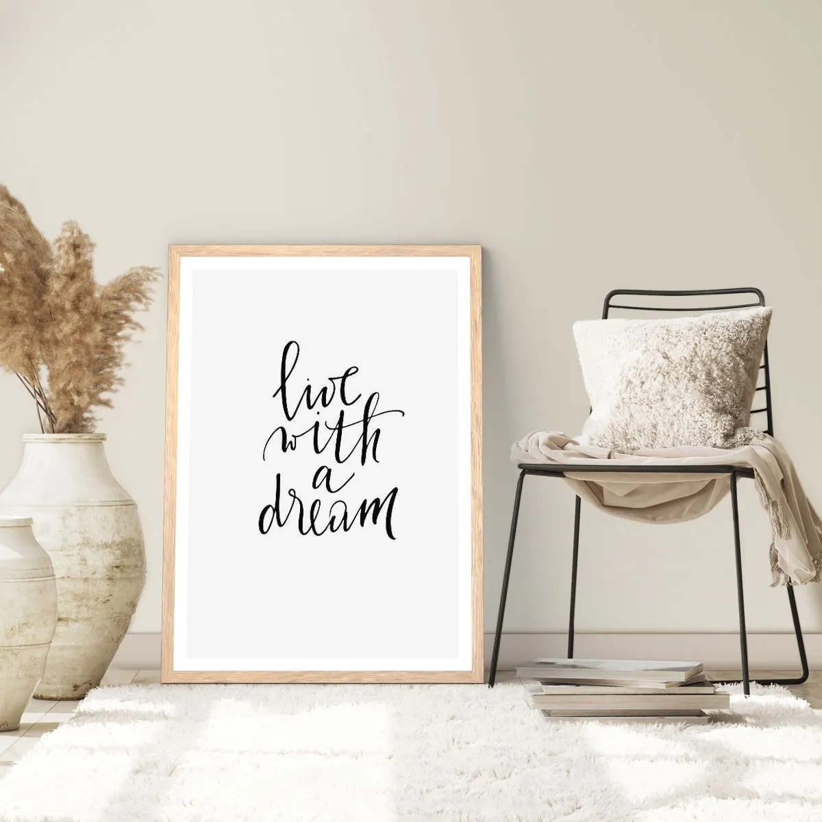 Plakát v rámu světlý dub - Of course - 50x70 cm