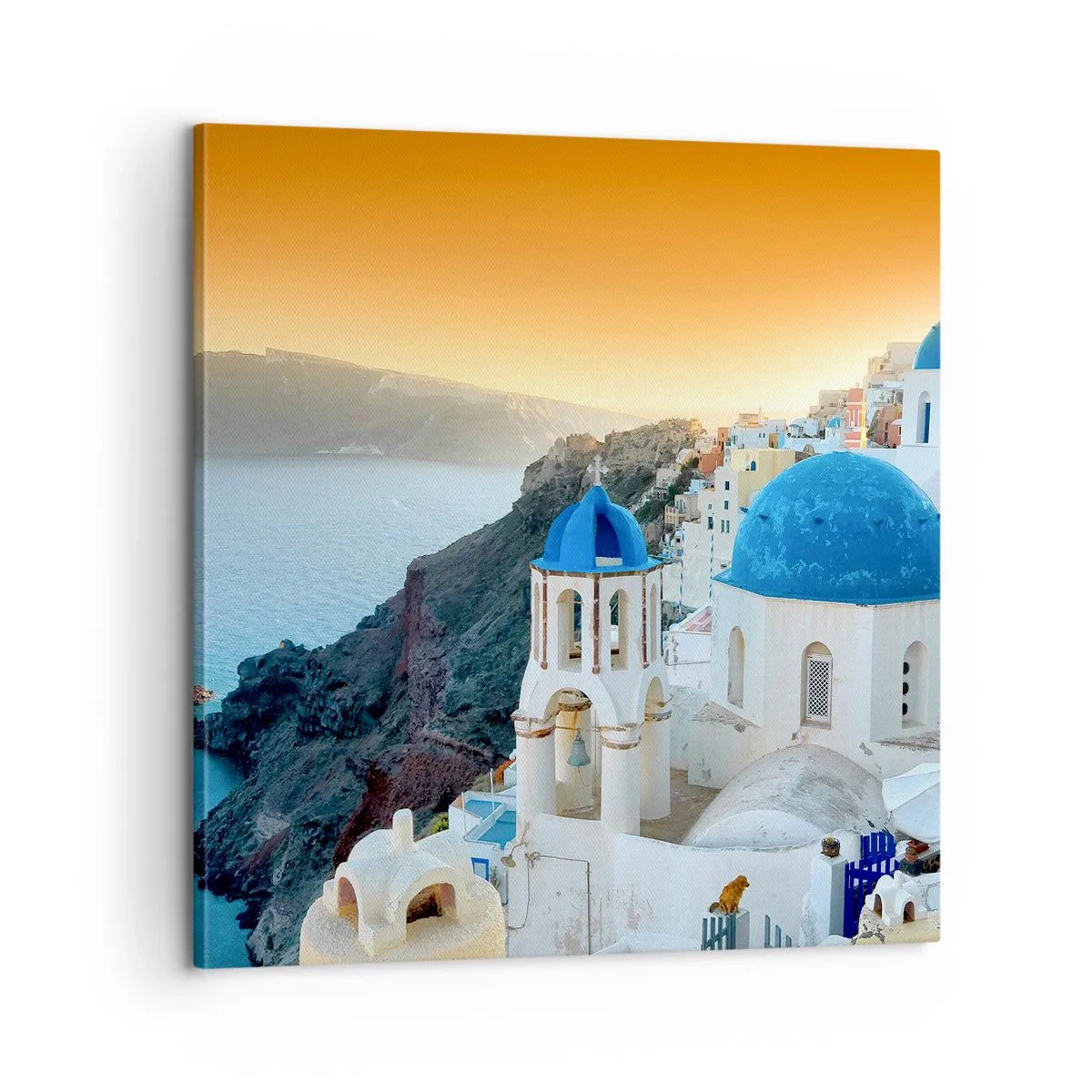Obraz na plátně - Santorini - přitulené ke skalám - 60x60 cm