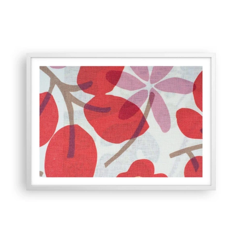 Plakát v bílém rámu - Květinová kompozice v růžové - 70x50 cm