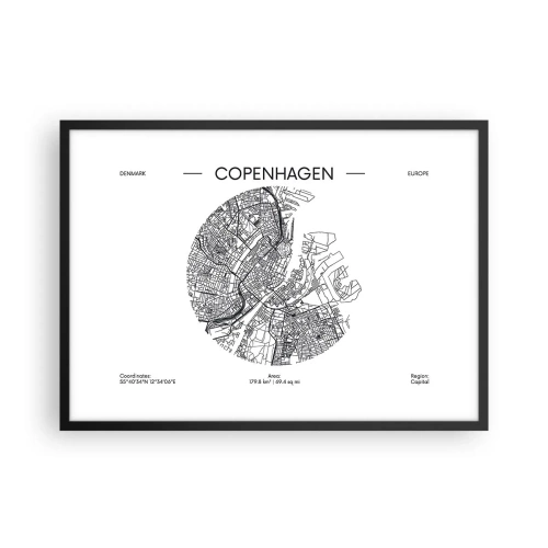 Plakát v černém rámu - Anatomie Kodaně - 70x50 cm