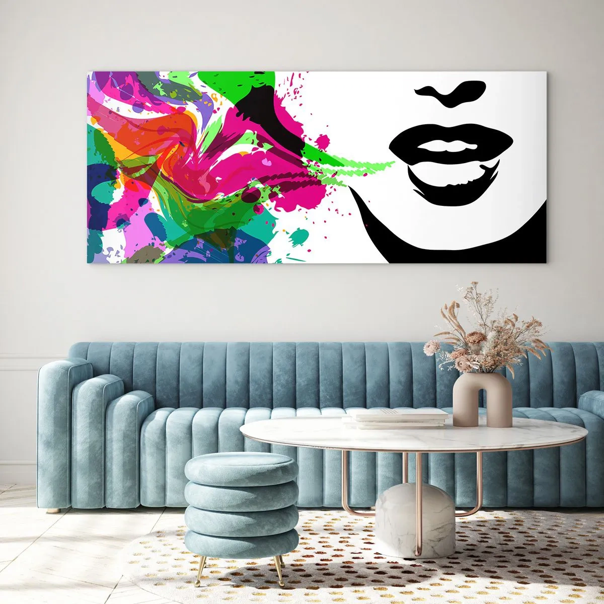 Obraz na skle - Vyprávění v barvách duhy - 100x40 cm