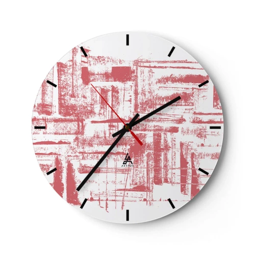 Nástěnné hodiny - Grafické, abstraktní symboly a textury v odstínech béžové a černé - 30x30cm - Červené město - Moderní nástěnná dekorace do obývacího pokoje, kuchyně a ložnice ARTTOR