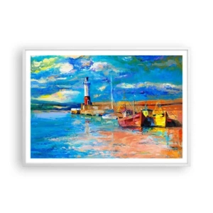 Plakát v bílém rámu - Odpoledne v duhové zátoce - 100x70 cm