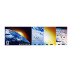 Vzor Fototapety Samolepicí Deluxe Sticker - Východ slunce nad modrou planetou - Abstrakce, 3D, Kosmos - 100x30 cm