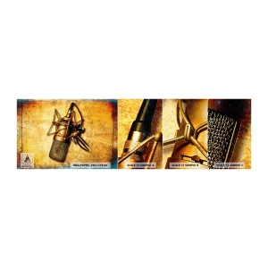 Vzor Fototapety Samolepicí Deluxe Sticker - Zlaté roky rádia - Mikrofon, Hudba, Retro - 100x30 cm