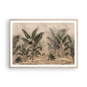 Plakát v rámu světlý dub - Rytina v koloniálním stylu - 100x70 cm