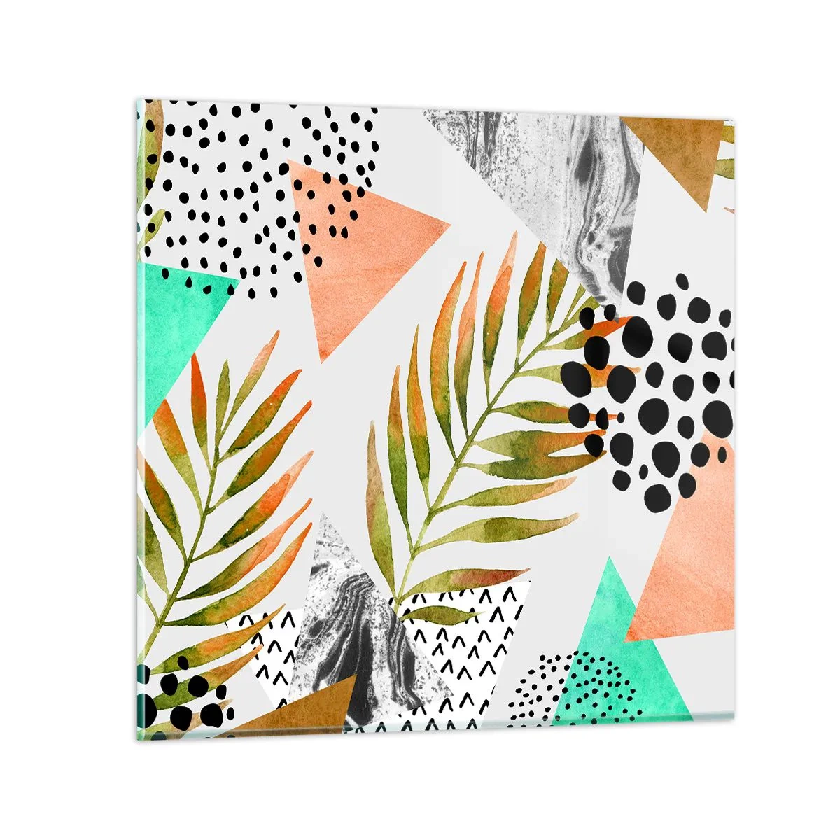 Obraz na skle - Dekorace s palmovým listem - 60x60 cm