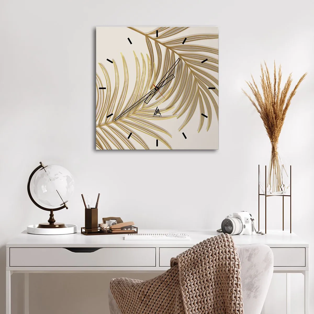 Nástěnné hodiny - Zlatá palma! - 40x40 cm