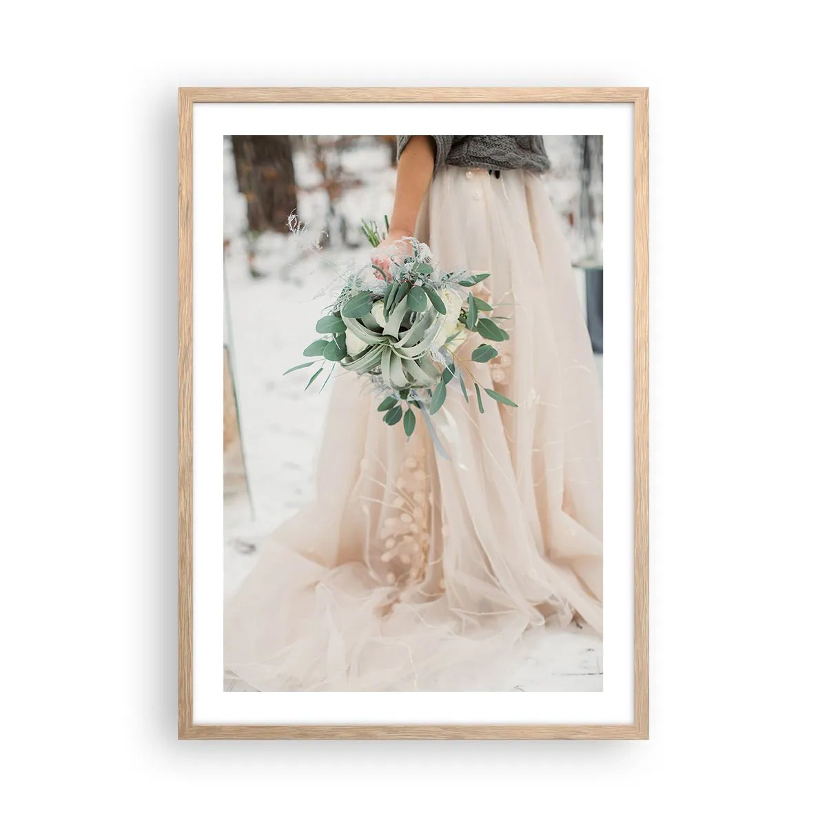 Plakát v rámu světlý dub - A žili šťastně až do smrti - 50x70 cm