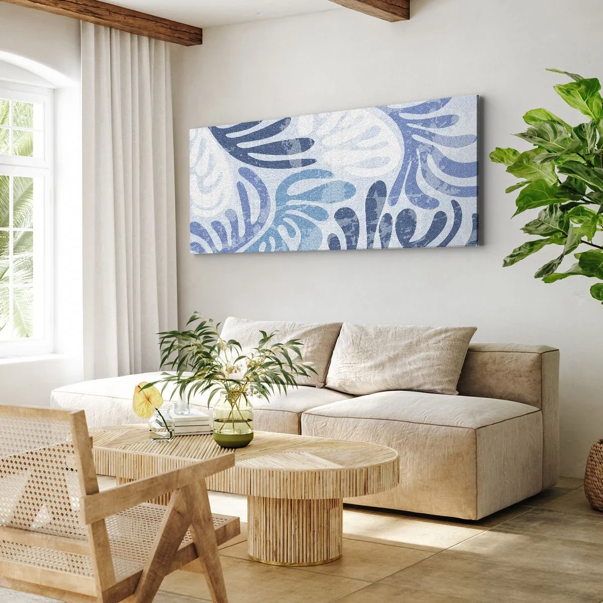 Obraz na plátně - Modré kapradí - 100x40 cm